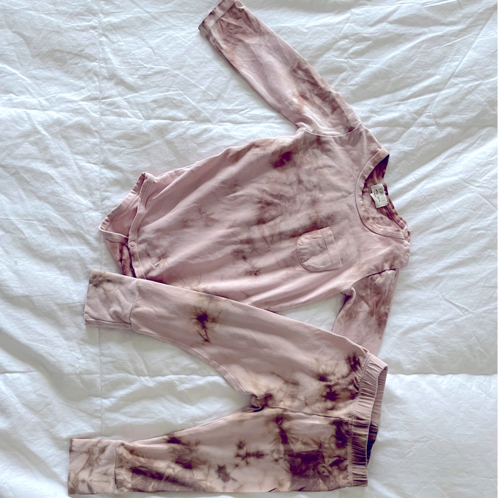 The Simple Folk rust tie-dye bodysuit and leggings 12-18M